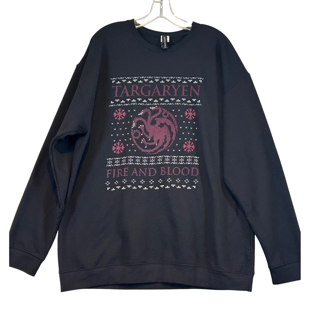 Game of Thrones Targaryen Fire Blood Black Sweatshirt Mens XL Ugly Christmas HBO